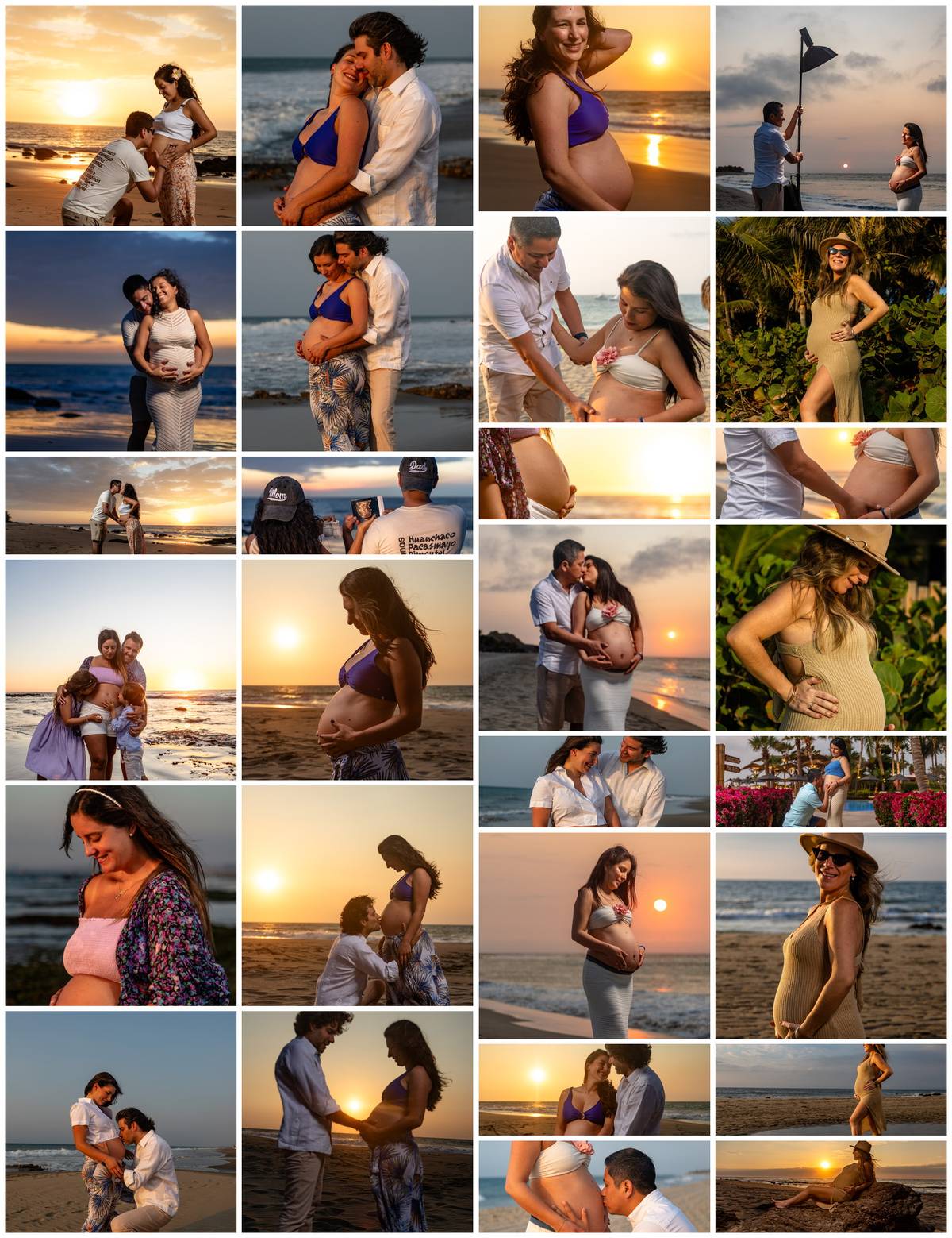 Collage de fotos de embarazo tomadas por Mancora Media en las playas del norte de Perú